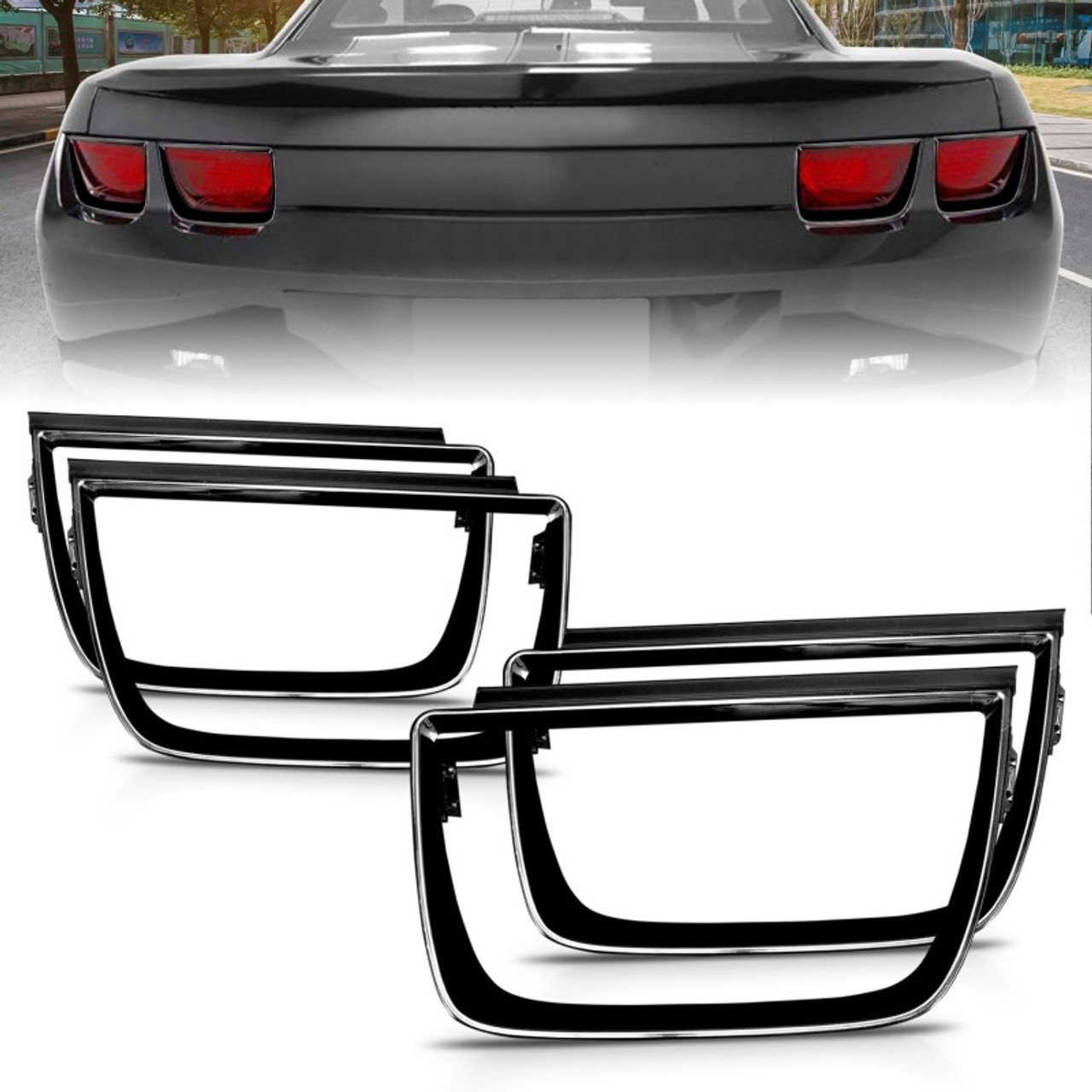 ANZO 2010-2013 Chevrolet Camaro Taillight Bezels - 4pc Gloss Black - 351002