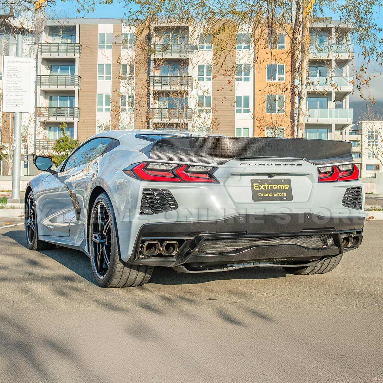 EOS Ducktail Rear Spoiler - Carbon Fiber - C8 Corvette (SPOILER-380-BKCF)