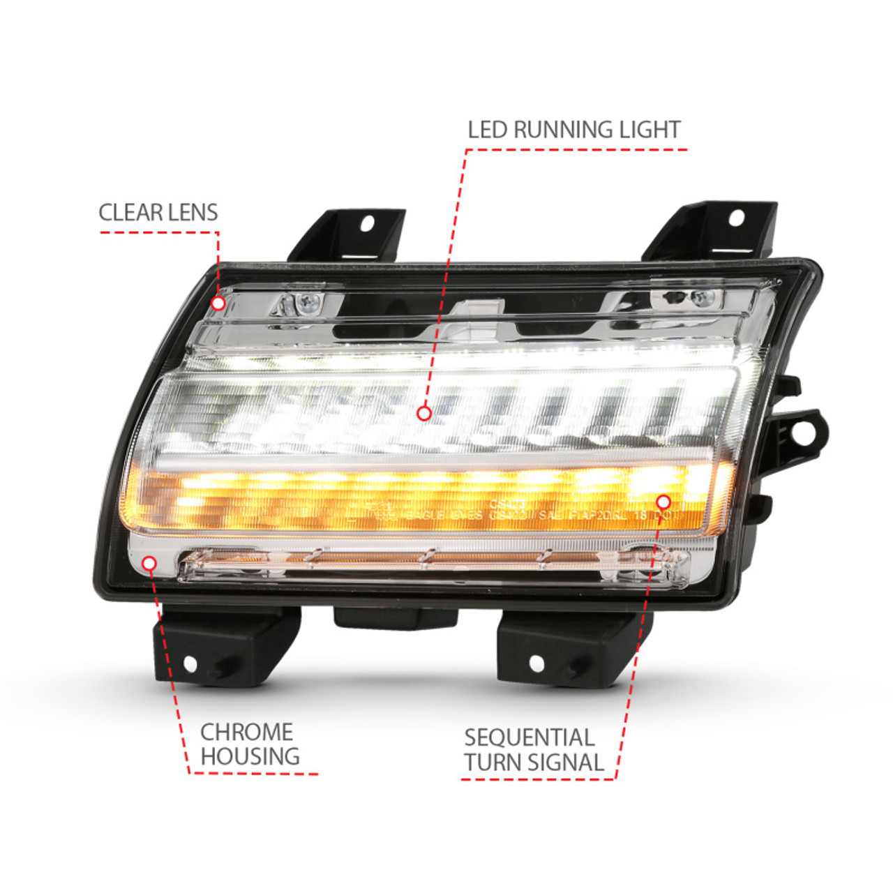 ANZO 18-19 Jeep Wrangler JL Halogen Chrome Clear w/ Sequential Signal - 511083