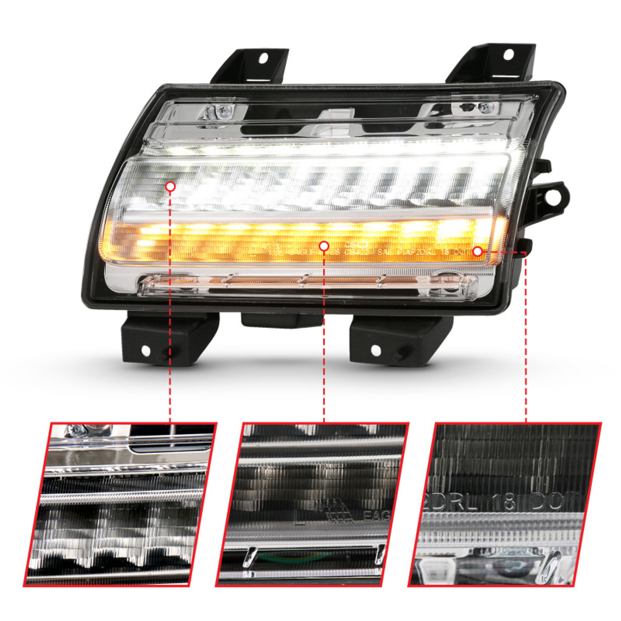 ANZO 18-19 Jeep Wrangler JL Halogen Chrome Clear w/ Sequential Signal - 511083