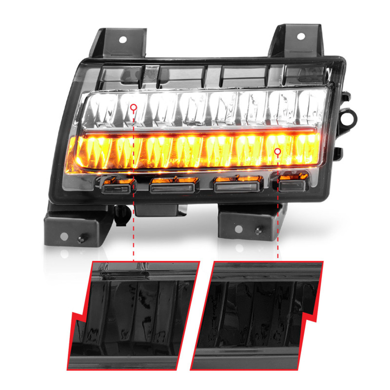 ANZO 2018-2021 Jeep Wrangler LED Side Markers Chrome Housing Smoke Lens w/ Seq. Signal Sport Bulb - 511085