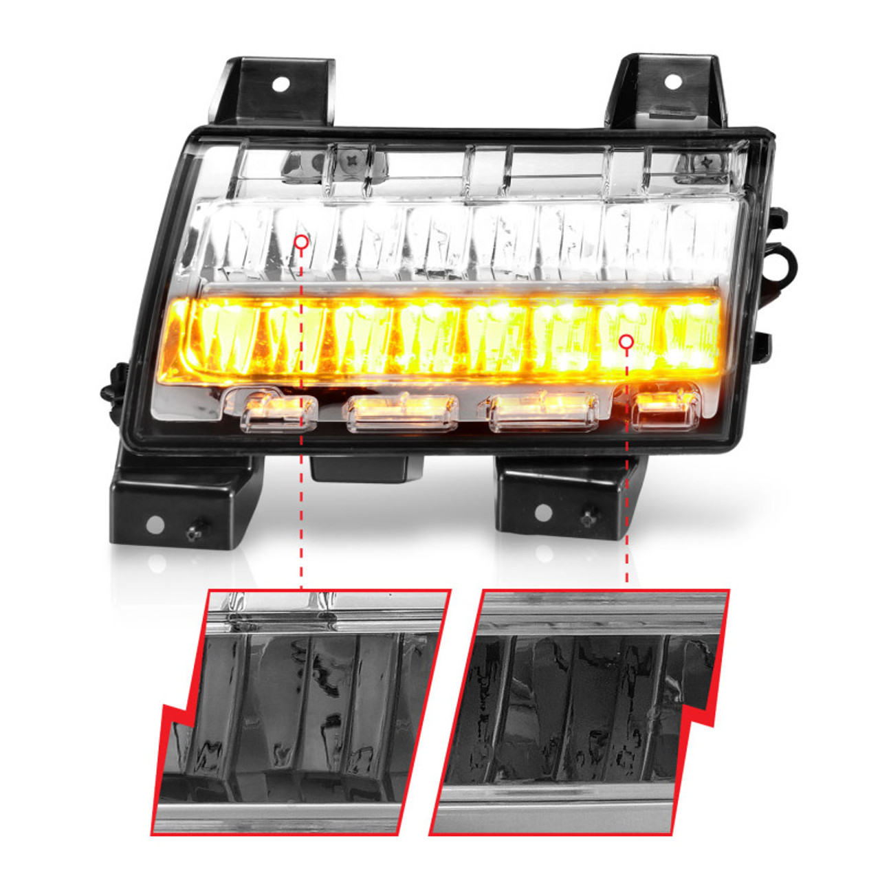 ANZO 2018-2021 Jeep Wrangler LED Side Markers Chrome Housing Clear Lens w/ Sequential Signal - 511086