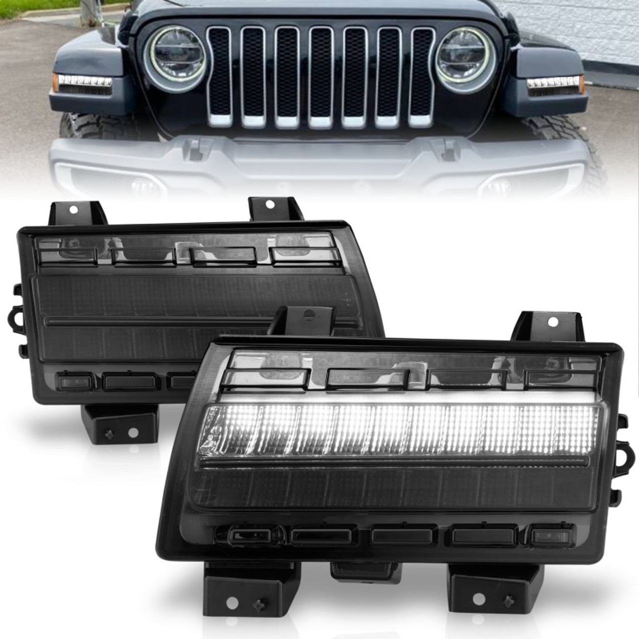 ANZO Wrangler 18-21/Gladiator 20+ LED Side Marker Lights Smoke w Sequential Signal - 511088