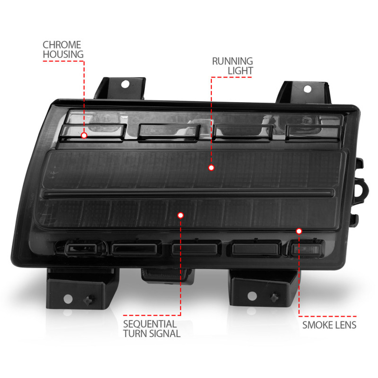 ANZO Wrangler 18-21/Gladiator 20+ LED Side Marker Lights Smoke w Sequential Signal - 511088