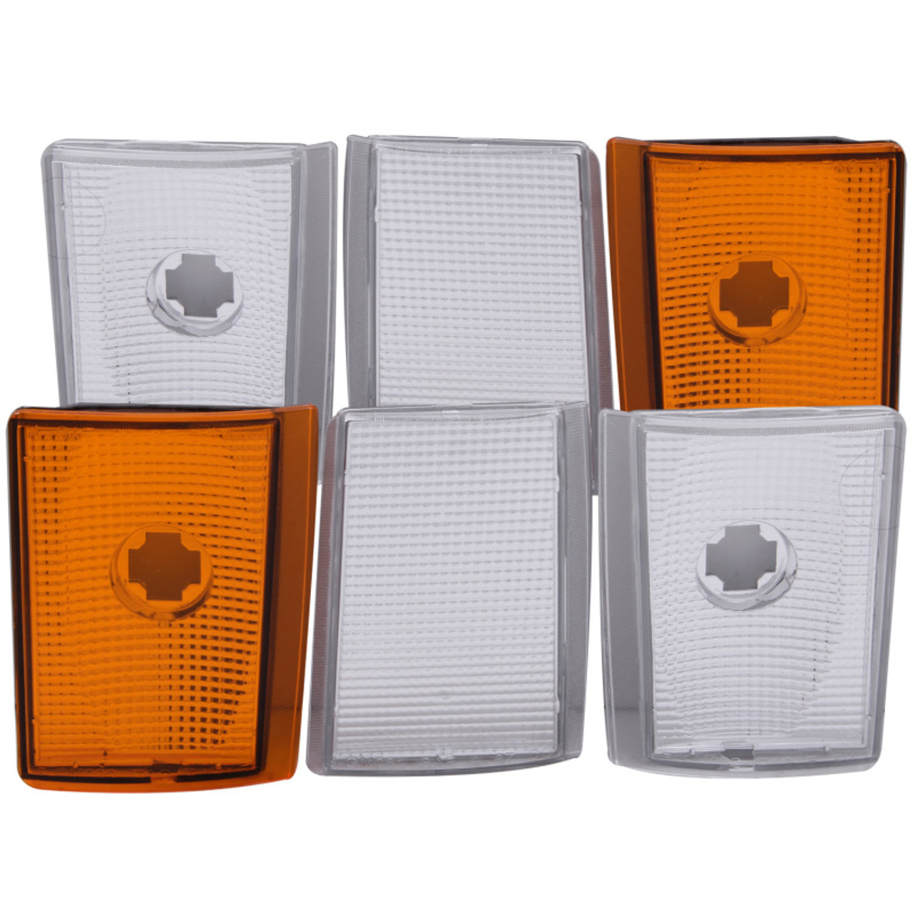 ANZO Corner Lights 1988-1993 Chevrolet C1500 Euro Corner Lights 4 Crystal Chrome / 2 Crystal Amber - 521032