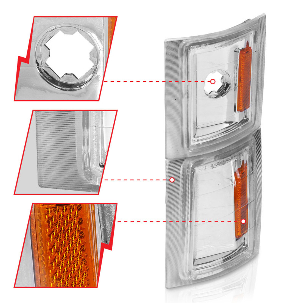 ANZO 1994-1998 Chevrolet Blazer Corner Lights Clear Lens w/ Amber Reflector - 521041