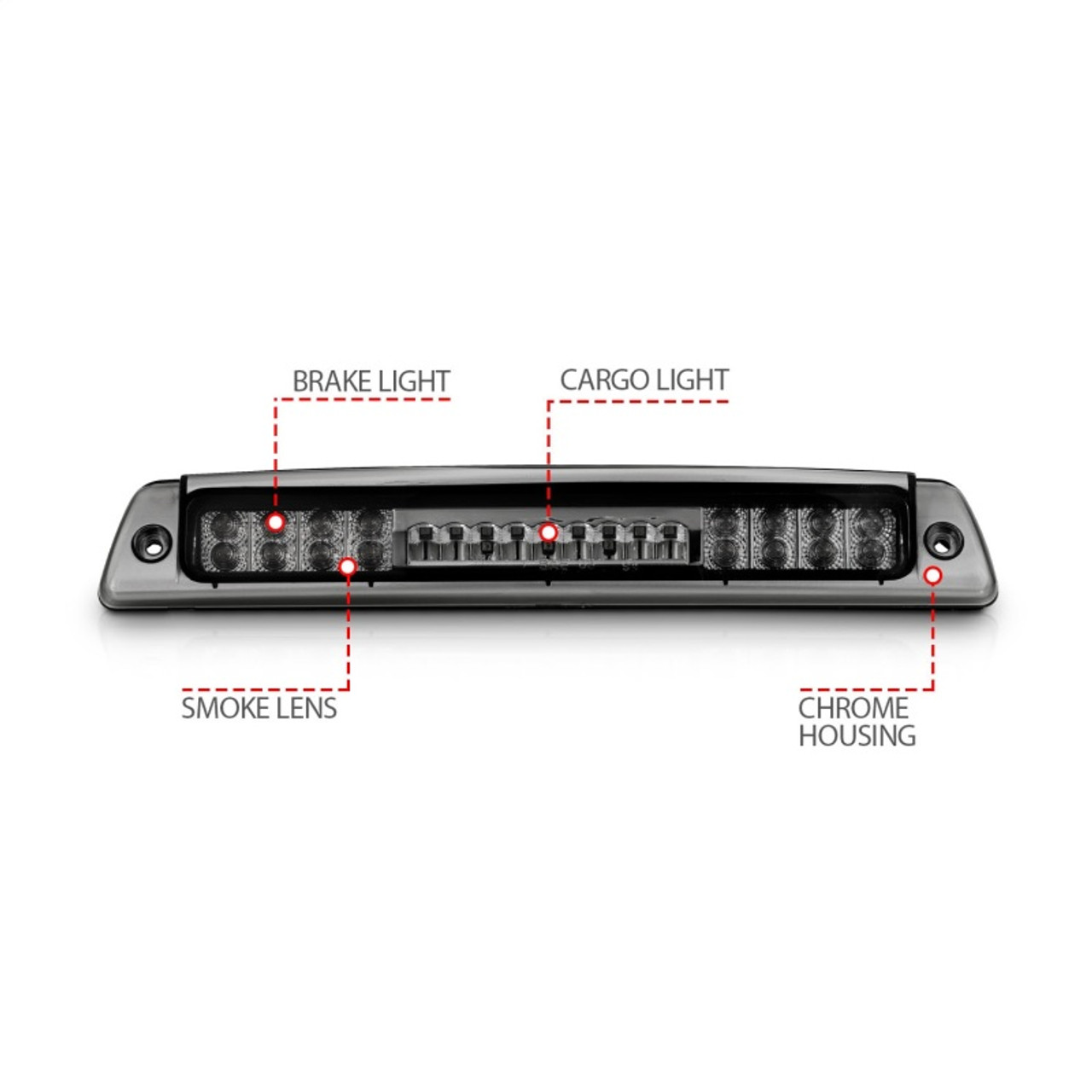 ANZO 1994-2001 Dodge Ram 1500 LED 3rd Brake Light Smoke - 531046