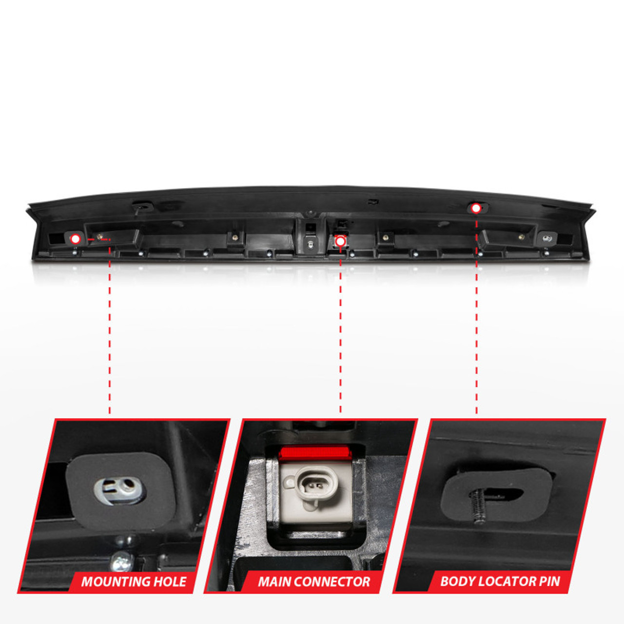 ANZO 2007-2014 Chevrolet Suburban 1500 LED 3rd Brake Light Black Housing Red Lens w/ Spoiler 1pc - 531110