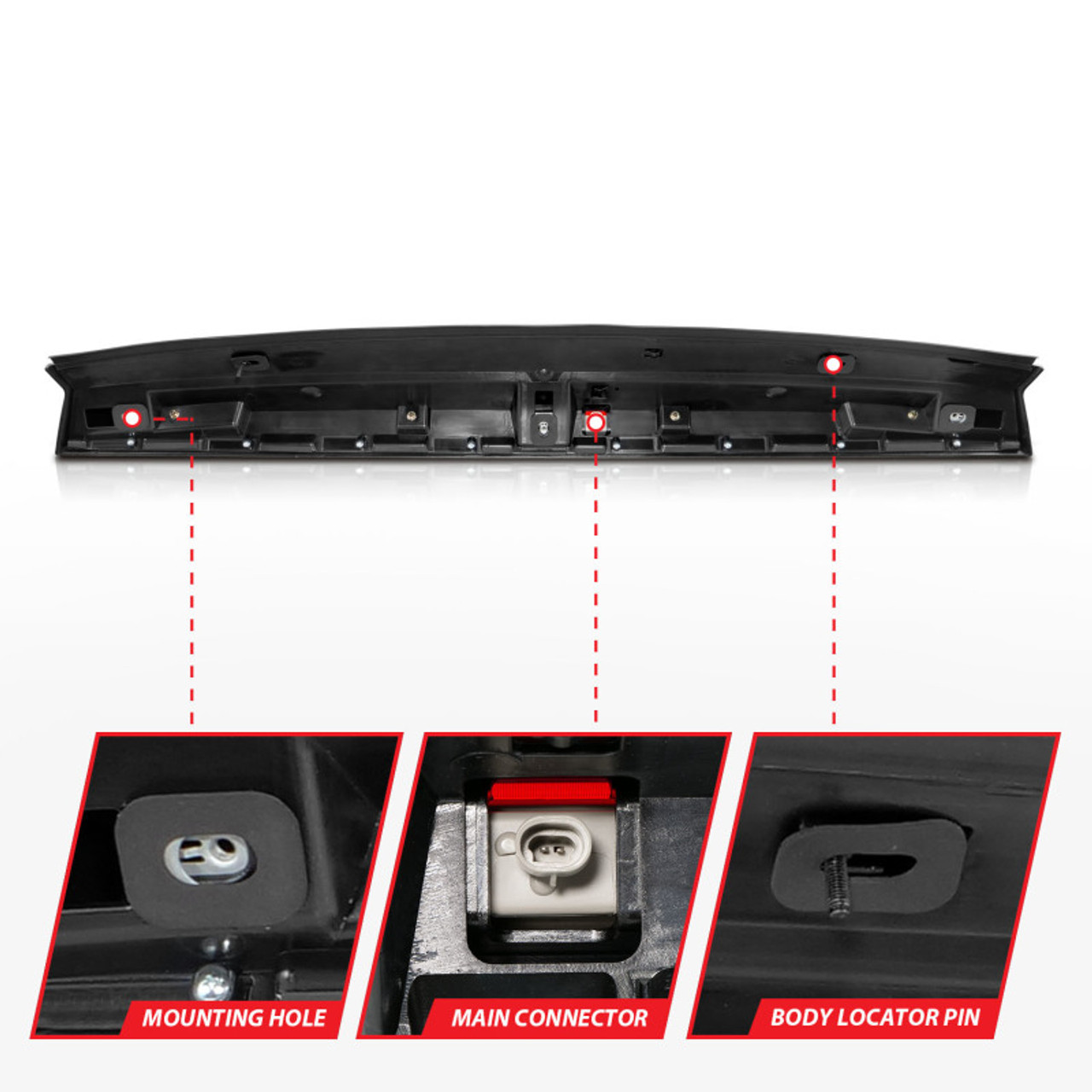ANZO 2007-2014 Chevrolet Suburban 1500 LED 3rd Brake Light Black Housing Red Lens w/ Spoiler 1pc - 531110
