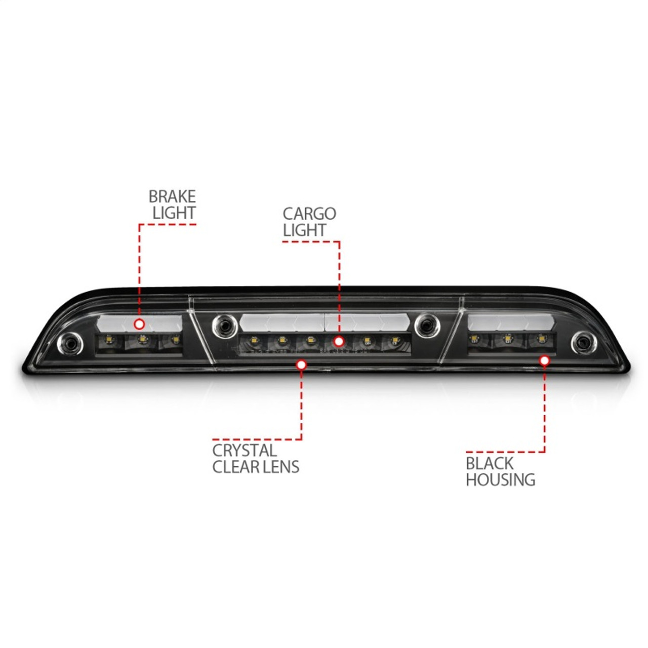 ANZO 15-20 Ford F-250 - F-550 LED Third Brake Light - Black Housing/Clear Lens - 531111