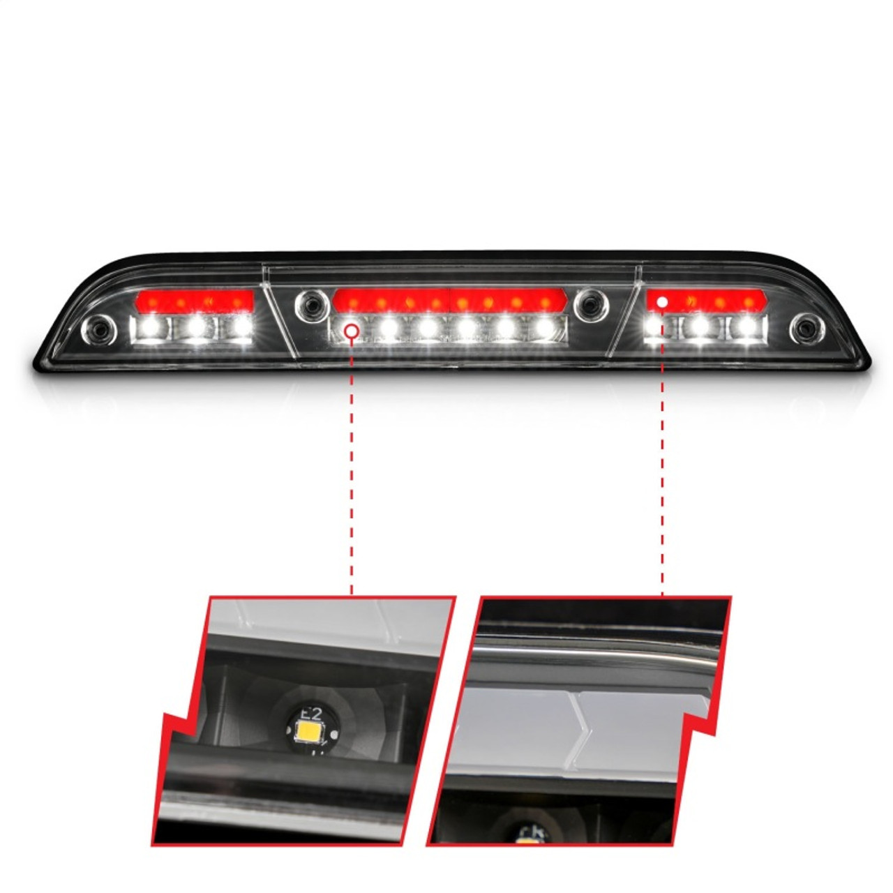ANZO 15-20 Ford F-250 - F-550 LED Third Brake Light - Black Housing/Clear Lens - 531111