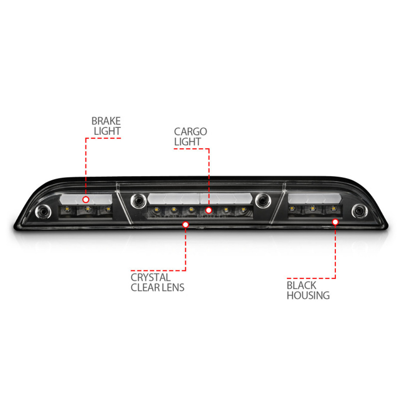ANZO 15-20 Ford F-250 - F-550 LED Third Brake Light - Black Housing/Clear Lens - 531111