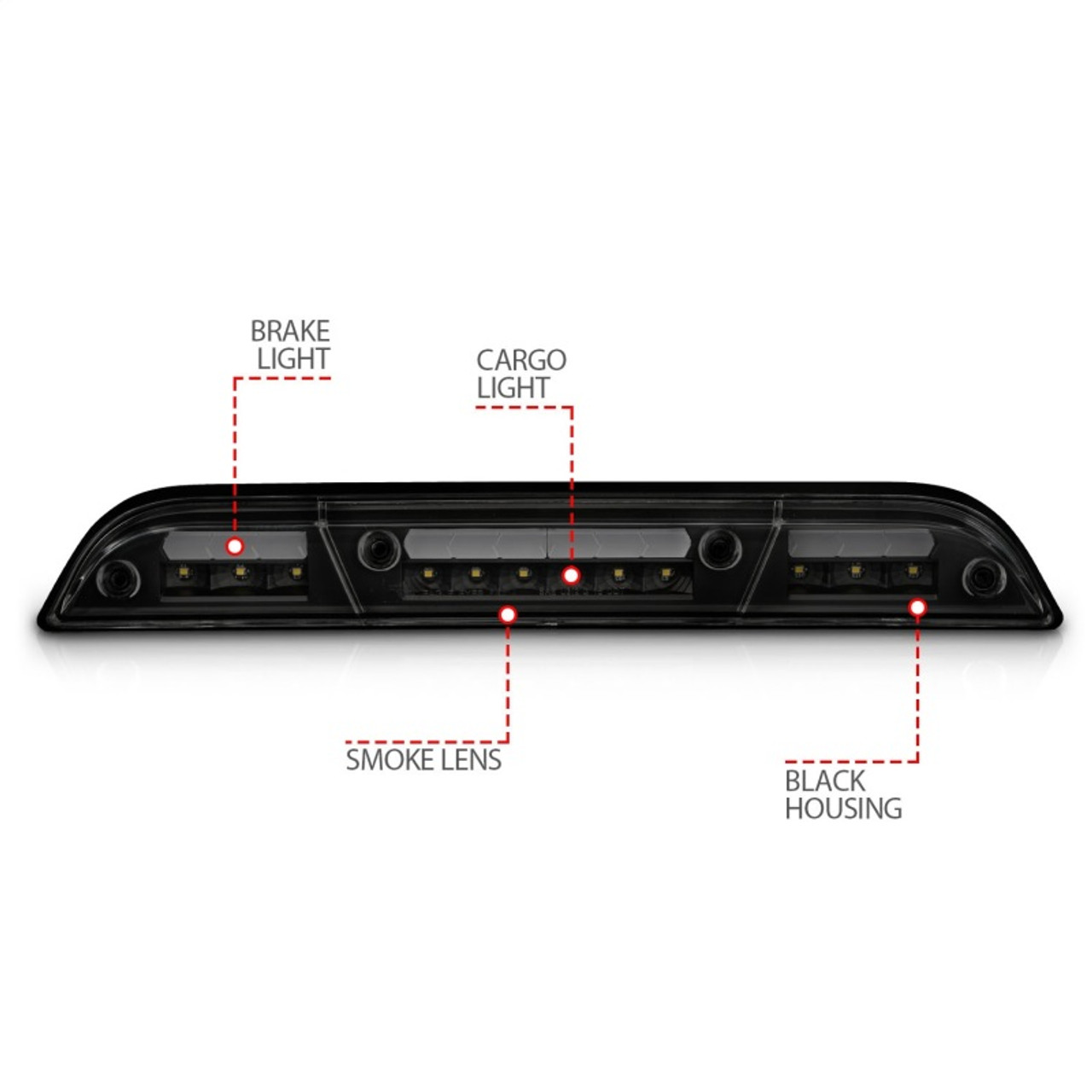 ANZO 15-20 Ford F-150 - F-450 LED Third Brake Light - Black Housing/Smoke Lens - 531112