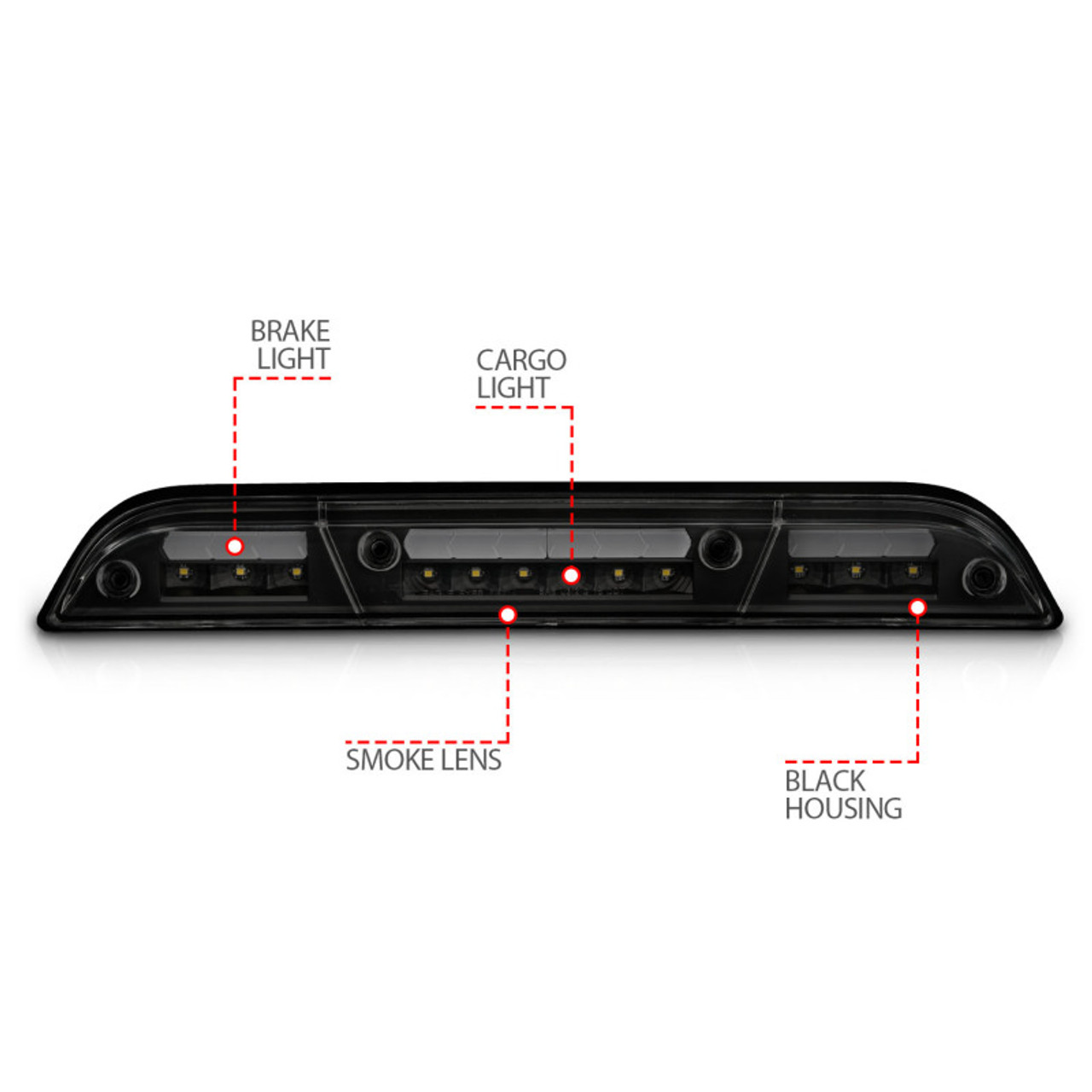 ANZO 15-20 Ford F-150 - F-450 LED Third Brake Light - Black Housing/Smoke Lens - 531112
