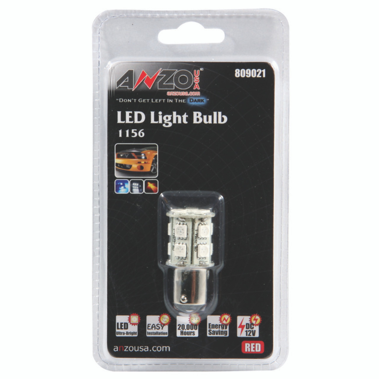 ANZO LED Bulbs Universal LED 1156 Red - 13 LEDs 1 3/4in Tall - 809021