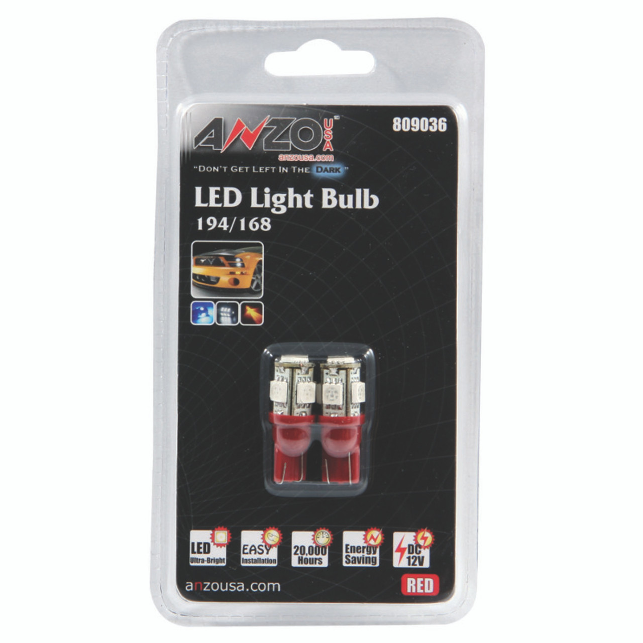 ANZO LED Bulbs Universal 194/168 Red - 5 LEDs - 809036