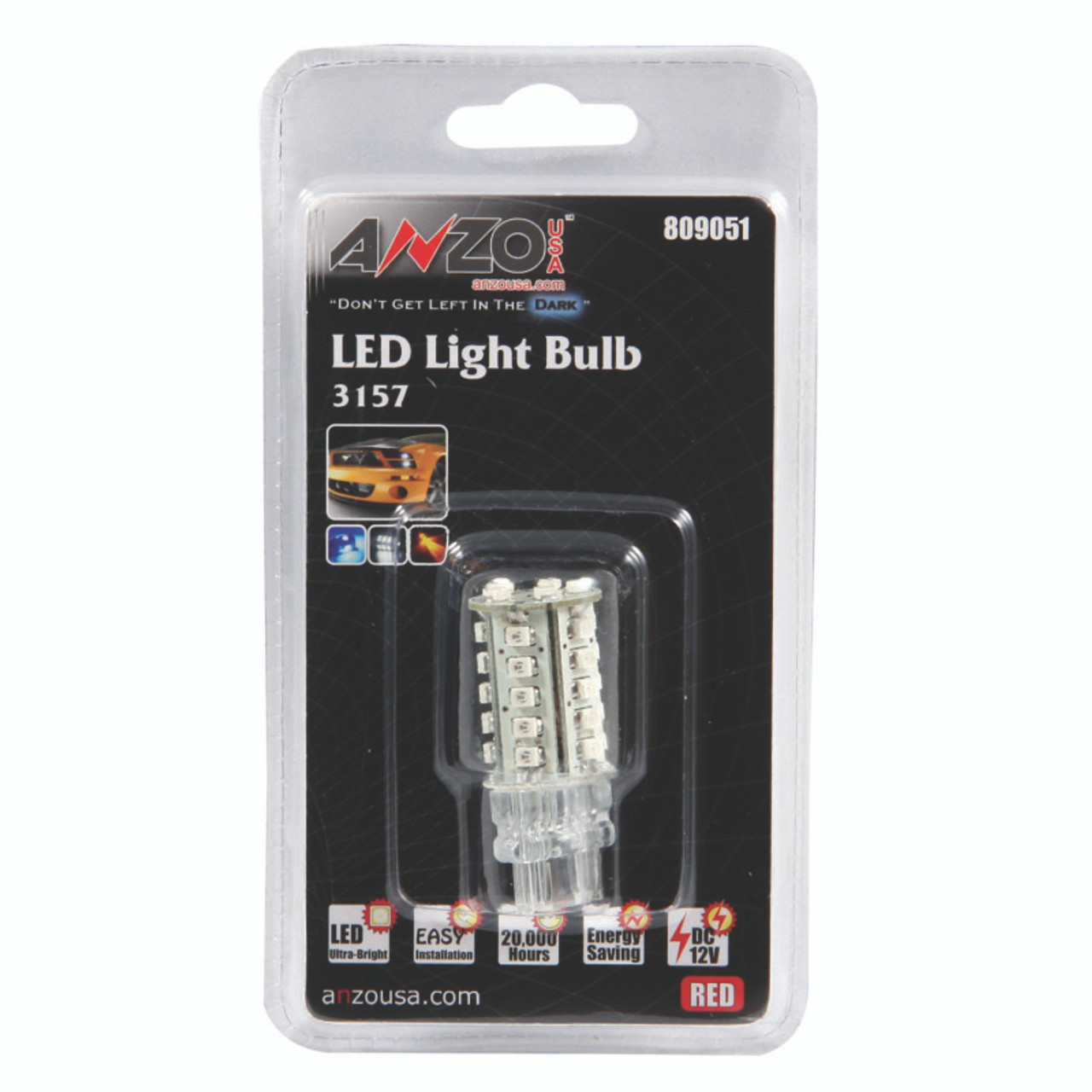 ANZO LED Bulbs Universal 3157 Red - 30 LEDs 2in Tall - 809051