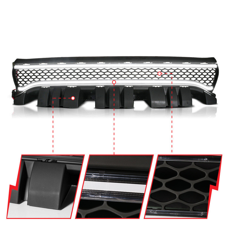 ANZO 15-23 Dodge Charger Black LED Grille w/ Initiation & Running Light/DRL Bar - 901028