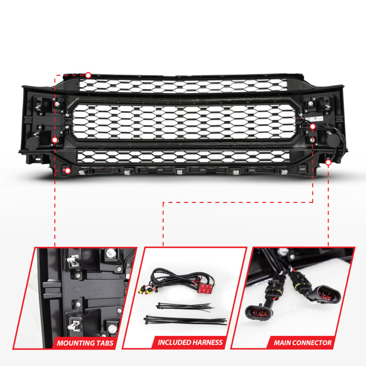 Anzo 21-23 Ford F150 Black Housing Full LED Light Tube Front Grille - 901029