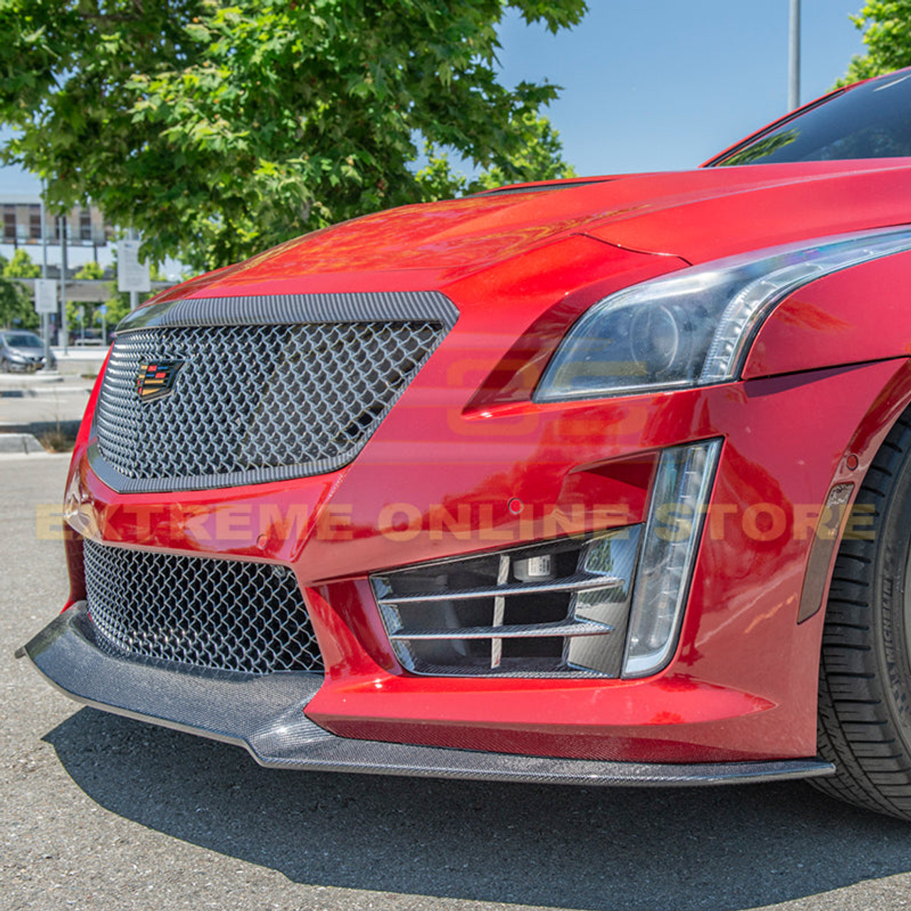 EOS Carbon Fiber Front Grilles - 16-19 Cadillac CTS-V (FOG-429-BKCF)