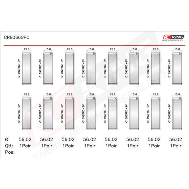 King Engine Bearings 08-13 BMW M3 S65B40 Coated & Graded Connecting Rod Bearing Set - CR8066GPC Photo - Primary