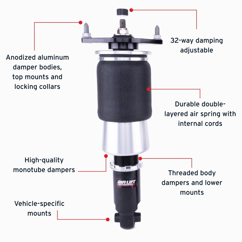 Air Lift Performance 15-21 Subaru WRX (VA) / 15-21 Subaru WRX STI (VA) Rear Air Suspension Kit - 76501 Features and Benefits