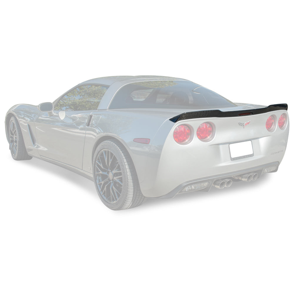 EOS ZR1 Extended Rear Spoiler Carbon Fiber - C6 Corvette Base / GS / Z06 / ZR1 (SPOILER-218-BKCF)