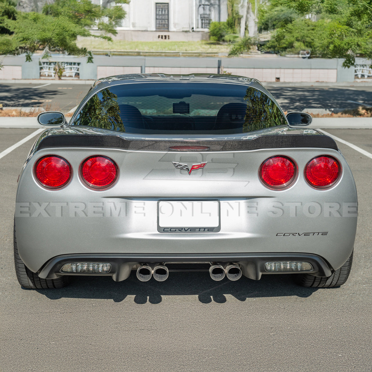 EOS ZR1 Extended Rear Spoiler Carbon Fiber - C6 Corvette Base / GS / Z06 / ZR1 (SPOILER-218-BKCF)