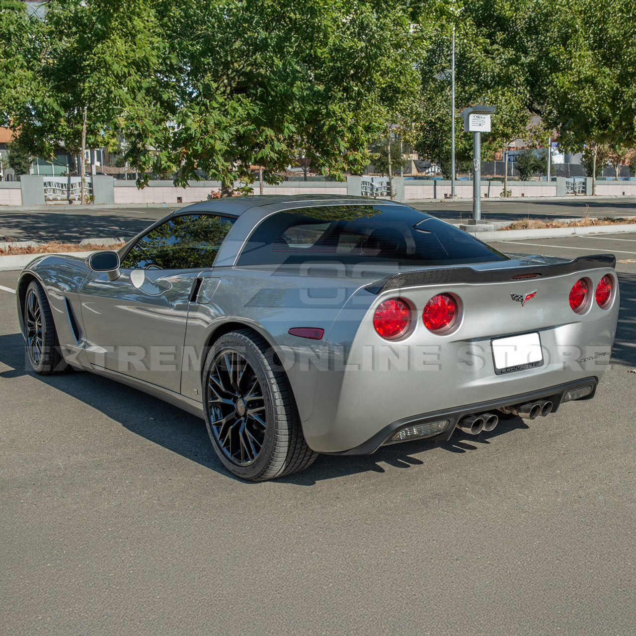 EOS ZR1 Extended Rear Spoiler Carbon Fiber - C6 Corvette Base / GS / Z06 / ZR1 (SPOILER-218-BKCF)