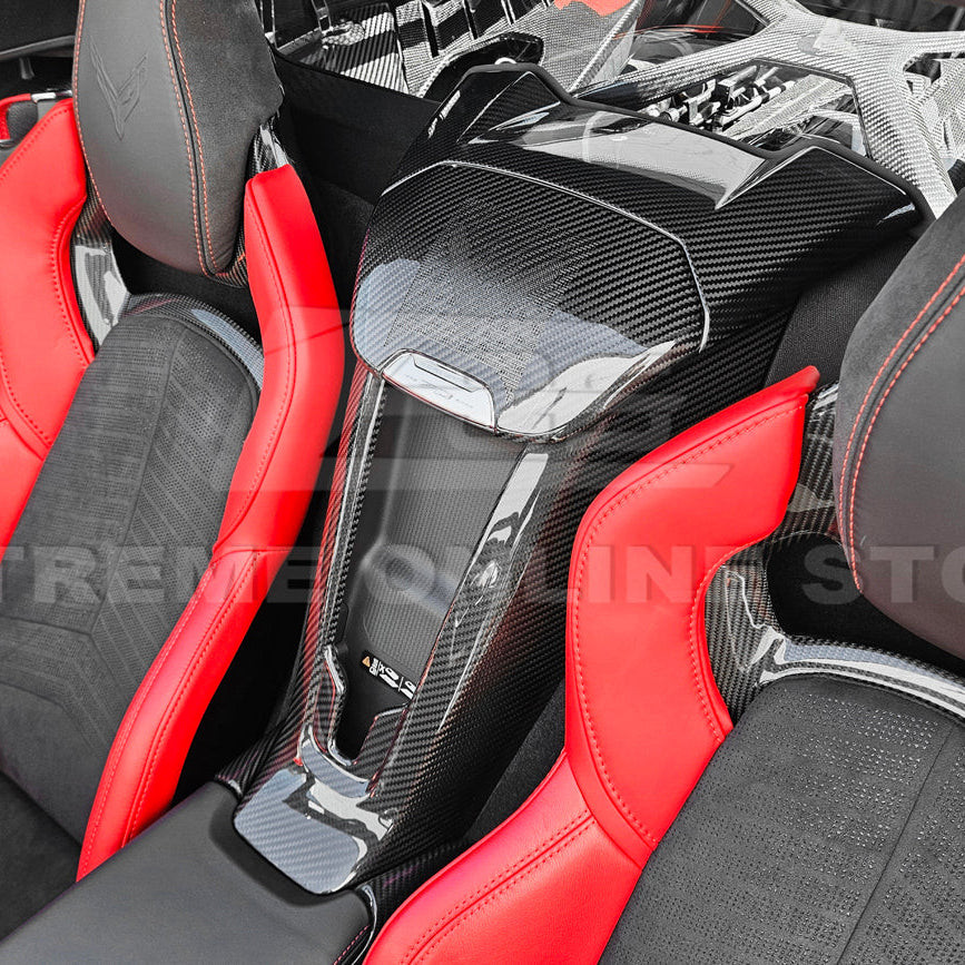 EOS Waterfall Center Console - Carbon Fiber - C8 Corvette (GRILL-514-BKCF)