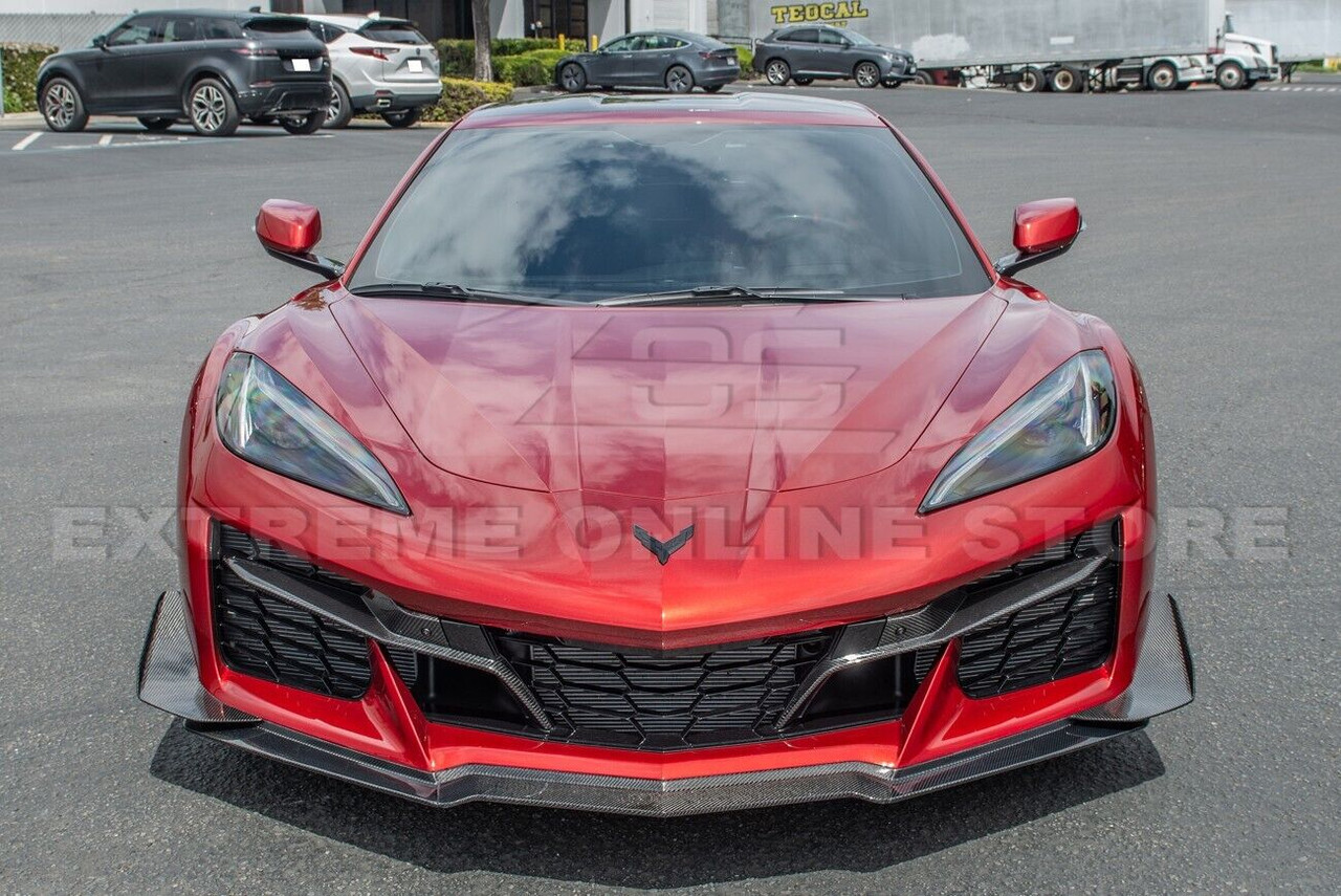 EOS Front Splitter & Carnards Z07 Package - Carbon Fiber - C8 Corvette Z06 (FLIP-527-BKCF_SPLITTER-528-BKCF)