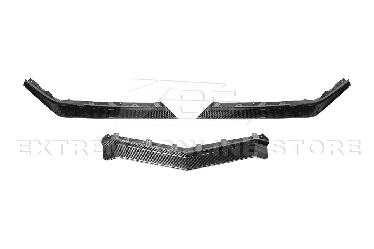 EOS Front Splitter & Carnards Z07 Package - Carbon Fiber - C8 Corvette Z06 (FLIP-527-BKCF_SPLITTER-528-BKCF)