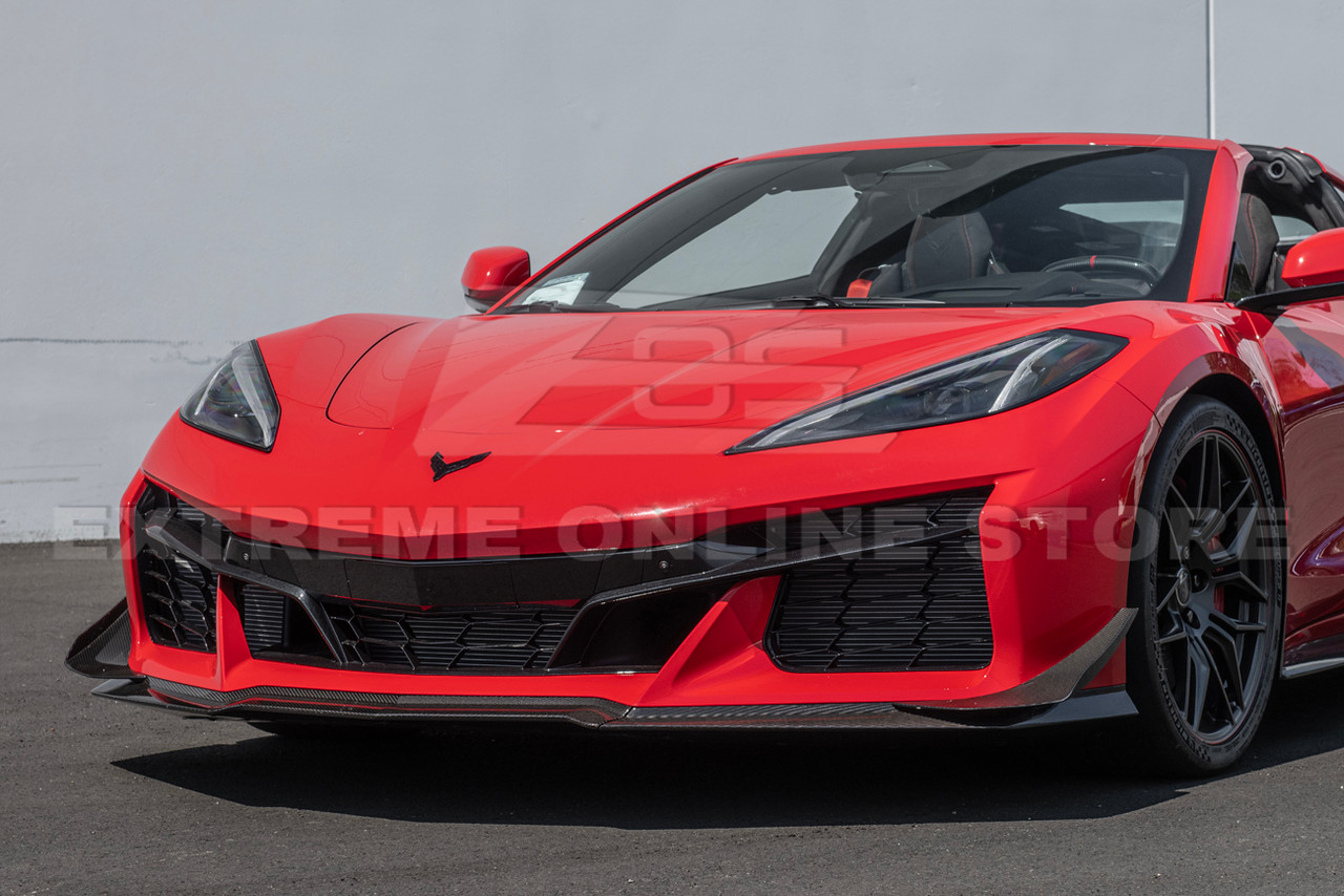 EOS Front Splitter & Carnards Z07 Package - Carbon Fiber - C8 Corvette Z06 (FLIP-527-BKCF_SPLITTER-528-BKCF)