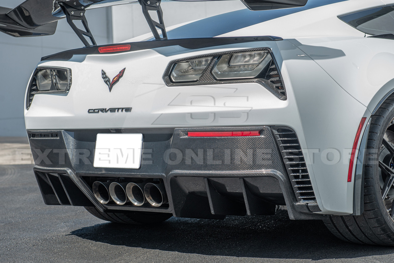 EOS Rear Bumper Diffuser w. Fins - Carbon Fiber - C7 Corvette