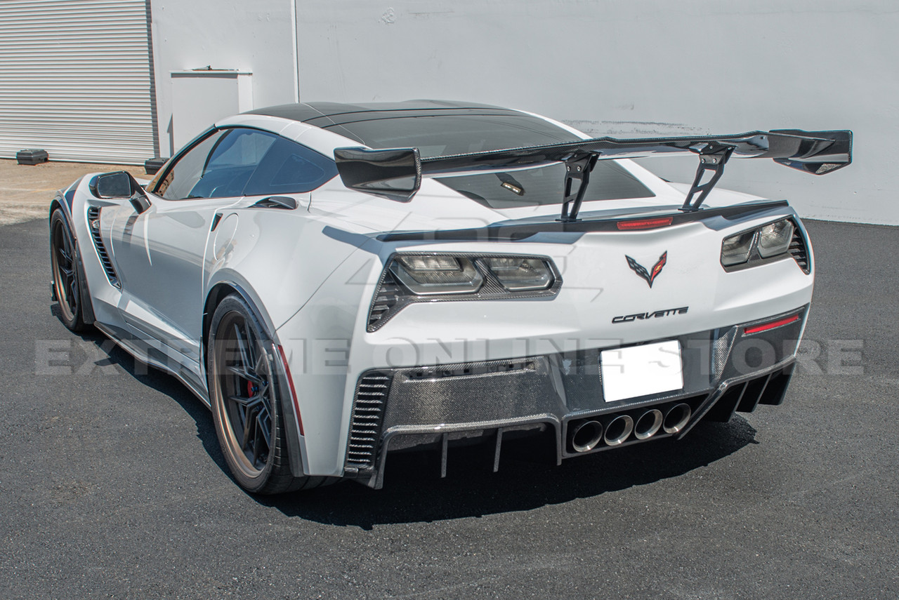 EOS Rear Bumper Diffuser w. Fins - Carbon Fiber - C7 Corvette