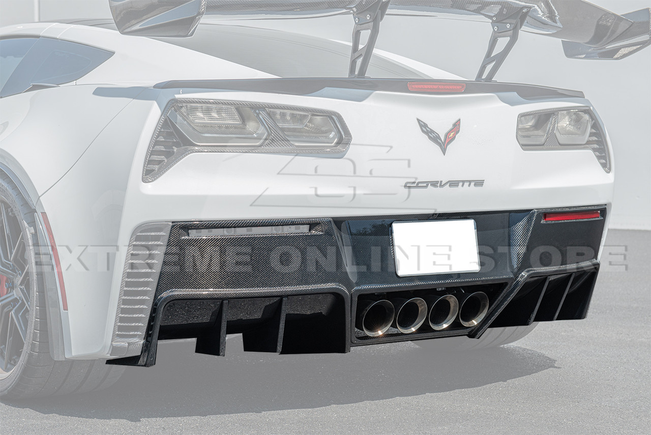 EOS Rear Bumper Diffuser w. Fins - Carbon Fiber - C7 Corvette