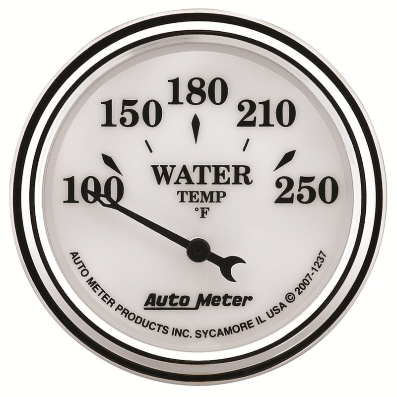 AutoMeter Gauge Water Temp 2-1/16in. 250 Deg. F Elec Old Tyme White II - 1237