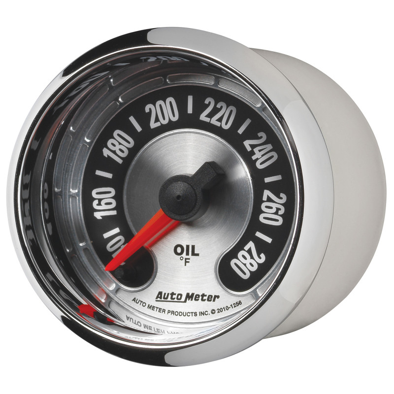 Autometer American Muscle 2-1/16in Full Sweep Electric Digital Stepper 140-280 Deg F Oil Temp Gauge - 1256