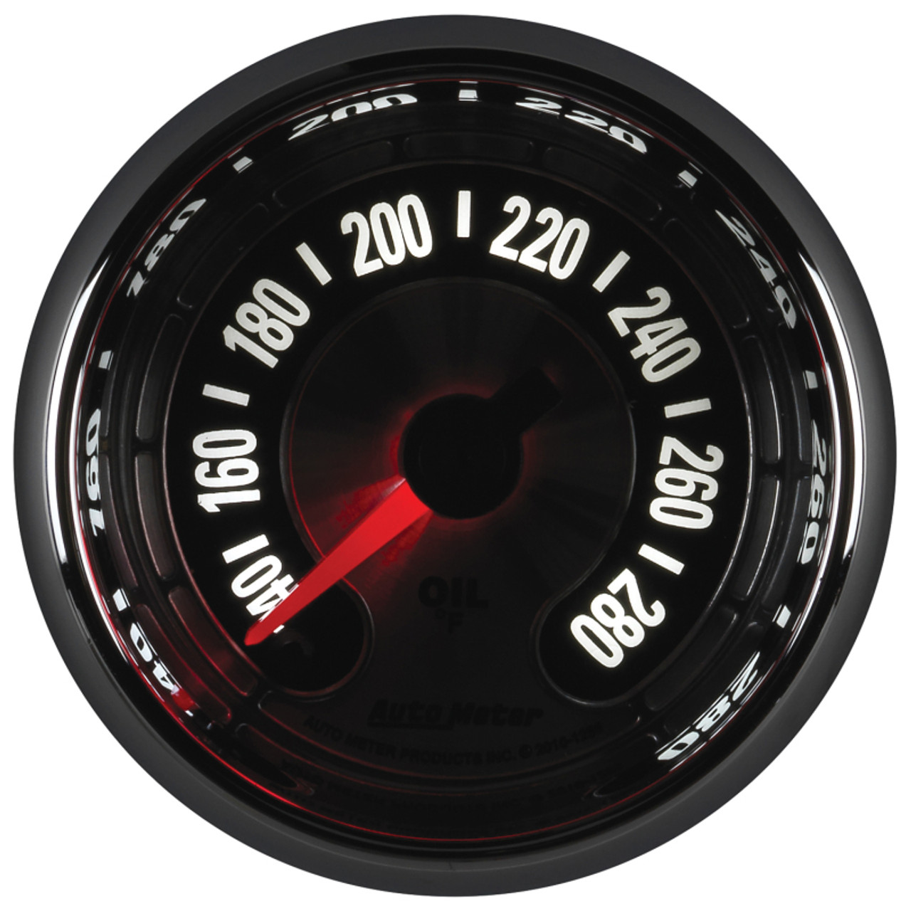 Autometer American Muscle 2-1/16in Full Sweep Electric Digital Stepper 140-280 Deg F Oil Temp Gauge - 1256