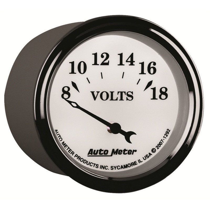 AutoMeter Gauge Voltmeter 2-1/16in. 18V Elec Old Tyme White II - 1292