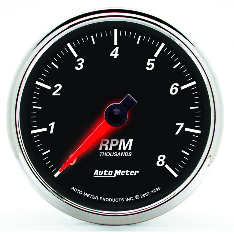 Autometer Designer Black II 3 3/8in 8000 RPM In-Dash Tachometer - 1296