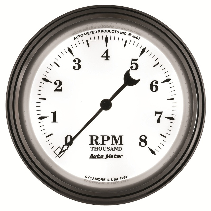 AutoMeter Gauge Tachometer 3-3/8in. 8K RPM In-Dash Old Tyme White II - 1297