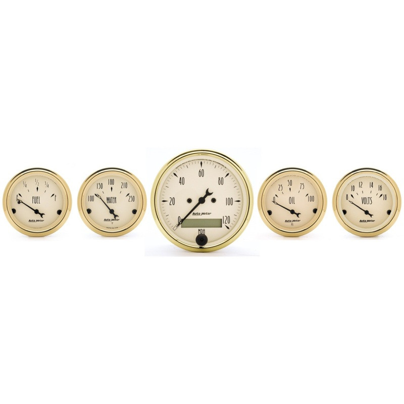AutoMeter Gauge Kit 5 Pc. 3-1/8in. & 2-1/16in. Elec. Speedometer Golden Oldies - 1502
