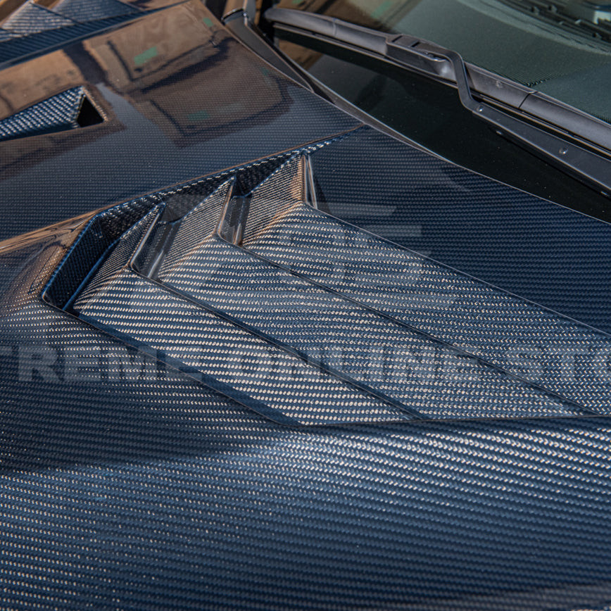 EOS GT3R Style Carbon Fiber Hood - C8 Corvette Stingray / E-Ray / Z06 (HOOD-634-BKCF)