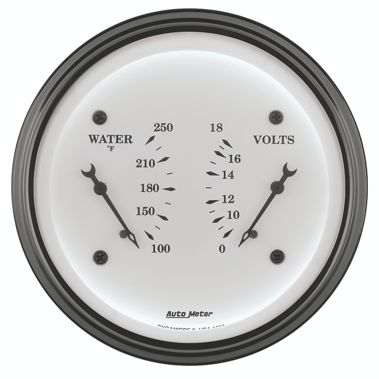 AutoMeter Gauge Dual Wtmp & Volt 3-3/8in. 250 Deg. F & 18V Elec Old Tyme White - 1630