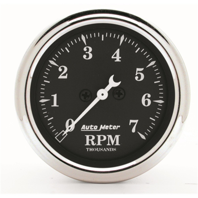 AutoMeter Gauge Tachometer 2-1/16in. 7K RPM In-Dash Old Tyme Black - 1797