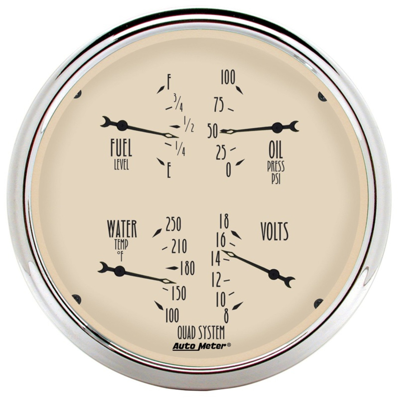 Autometer 5 inch Antique Beige 2 Piece Gauge Kit - Quad & Speedometer - 1803