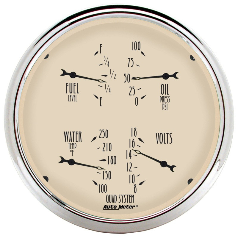 AutoMeter Gauge Quad 5in. 240 Ohm(e) to 33 Ohm(f) Elec Antique Beige - 1810