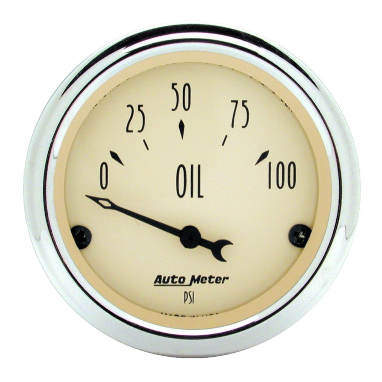Autometer 2-1/16 inch Electric Oil Pressure 100PSI Antique Beige Gauge - 1827