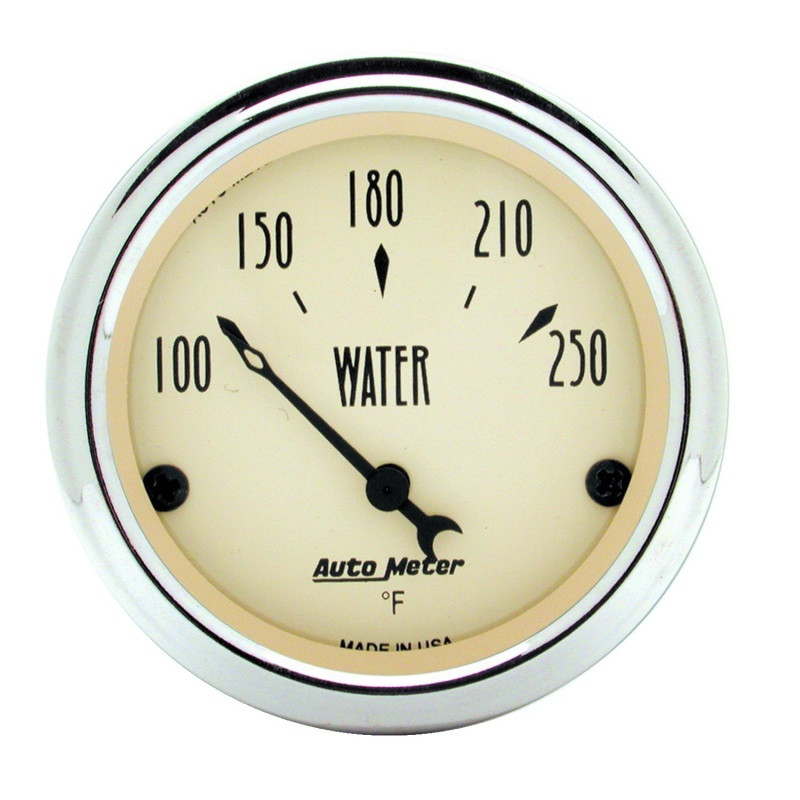 Autometer 2-1/16 inch Electric Water Temperature 250 Deg F Antique Beige Gauge - 1837